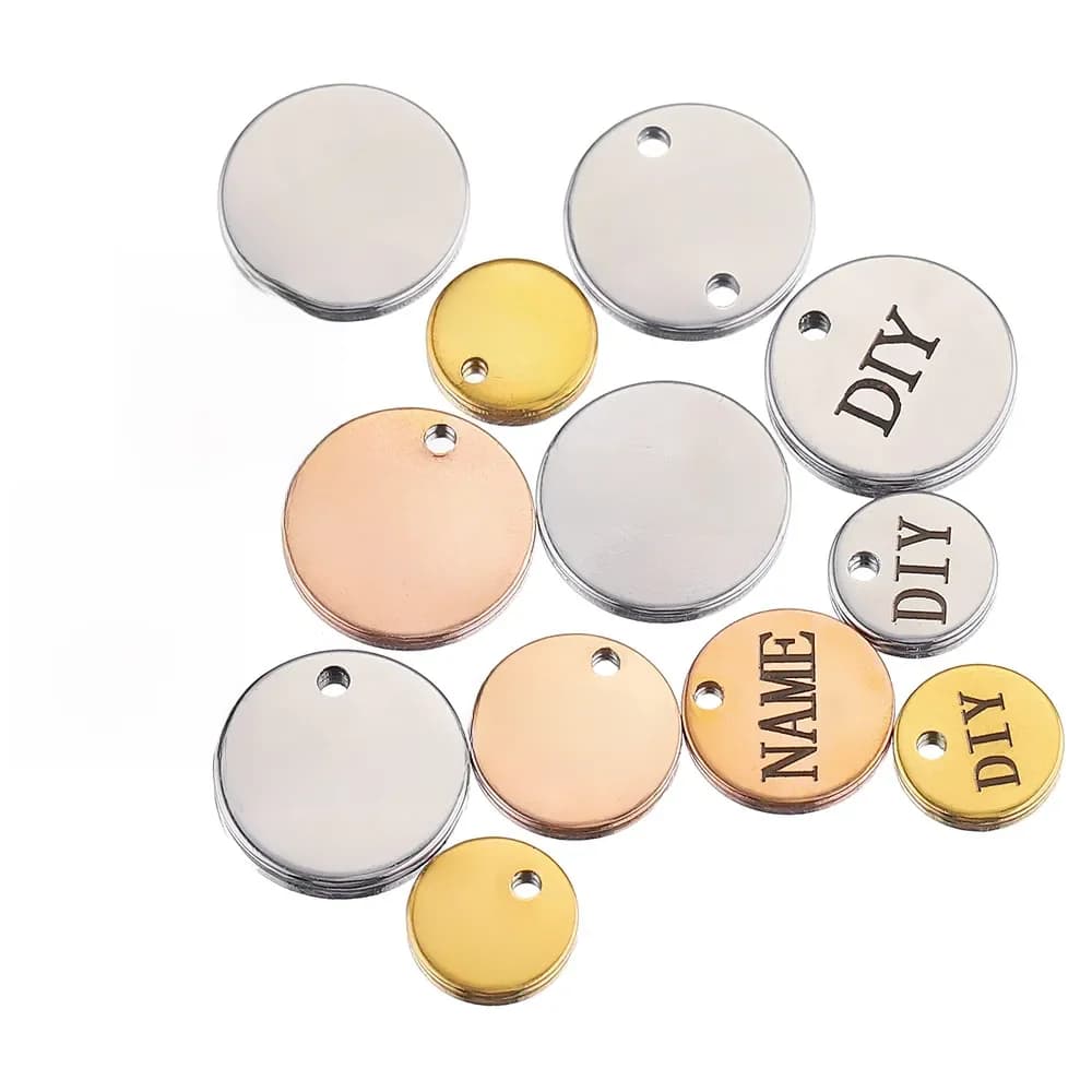 100Pcs Aangepaste Custom Laser Graveren Naam Logo Rvs Gepersonaliseerde Rvs Blank Dog Tags Charms Groothandel