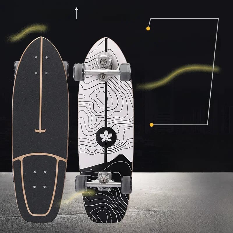 Surf Land Skateboard Maple Single Kick Carving Cruiser Skate board Longboard Pompen Cool Side Sport Street Outdoor Gym