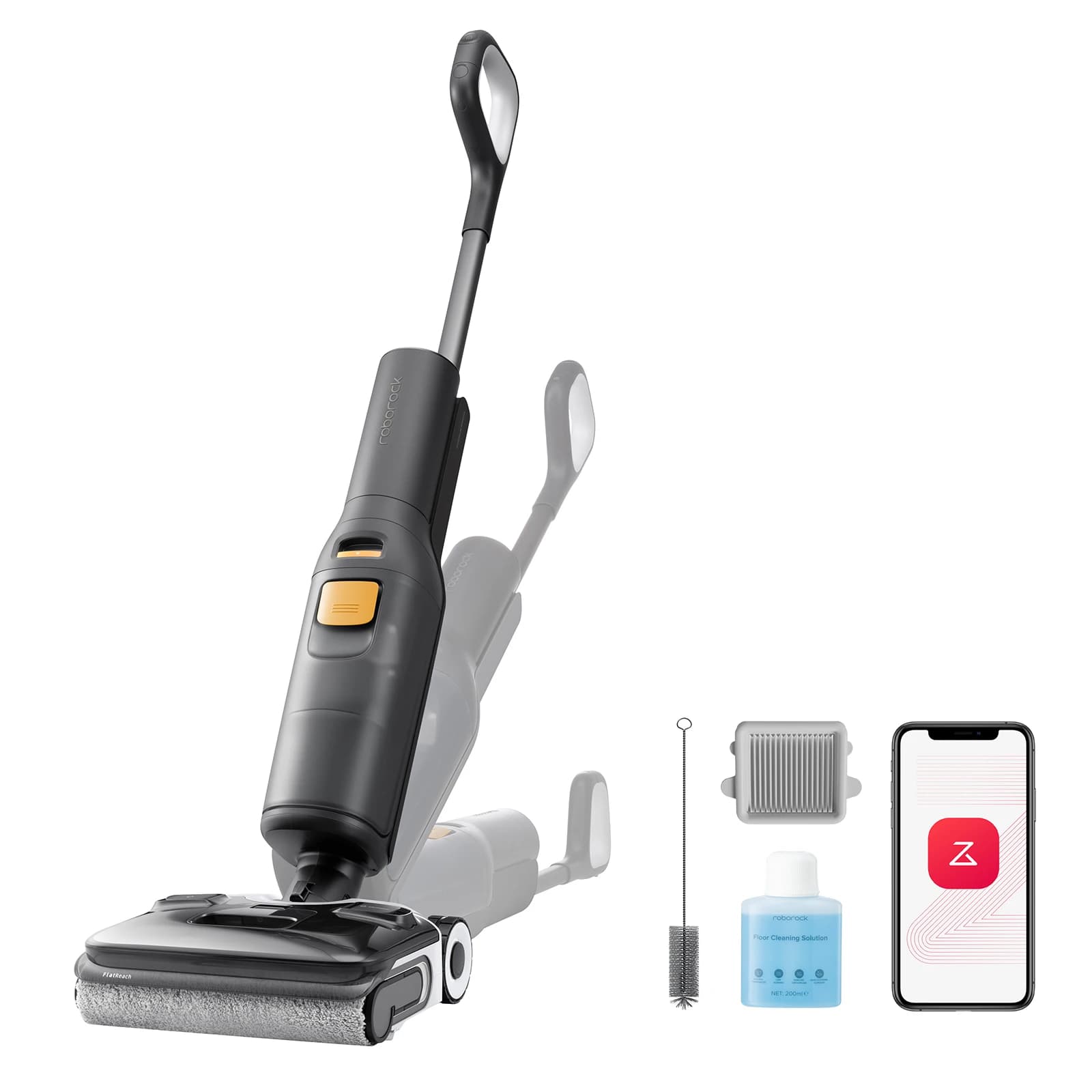 roborock F25 XT Nat- en droogzuiger, 20.000 Pa zuigkracht, AI-ondersteunde wielen, klitvrij, 90 °C hete-lucht droging, vuildetectie, met app & wifi