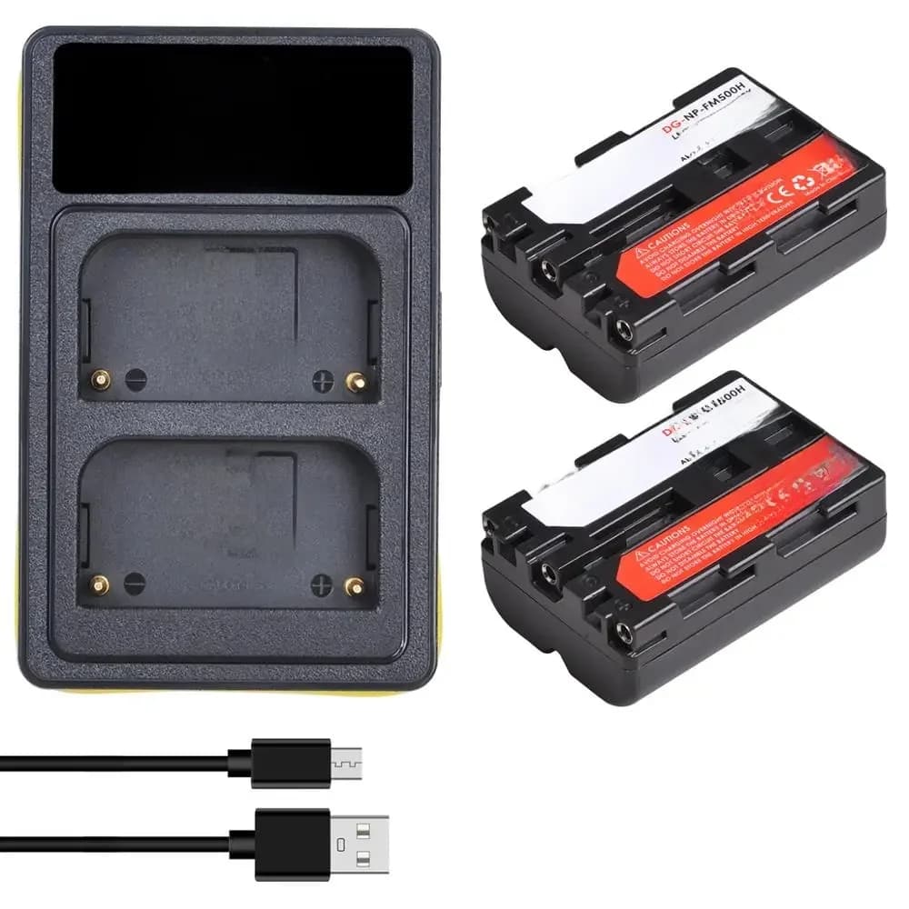 NP-FM500H NPFM500H Np FM500H Batterij + Led Dual Charger Voor Sony Alpha A68, A77II, SLT-A57, A58, a100, A200, A560, A580,SLT-A700