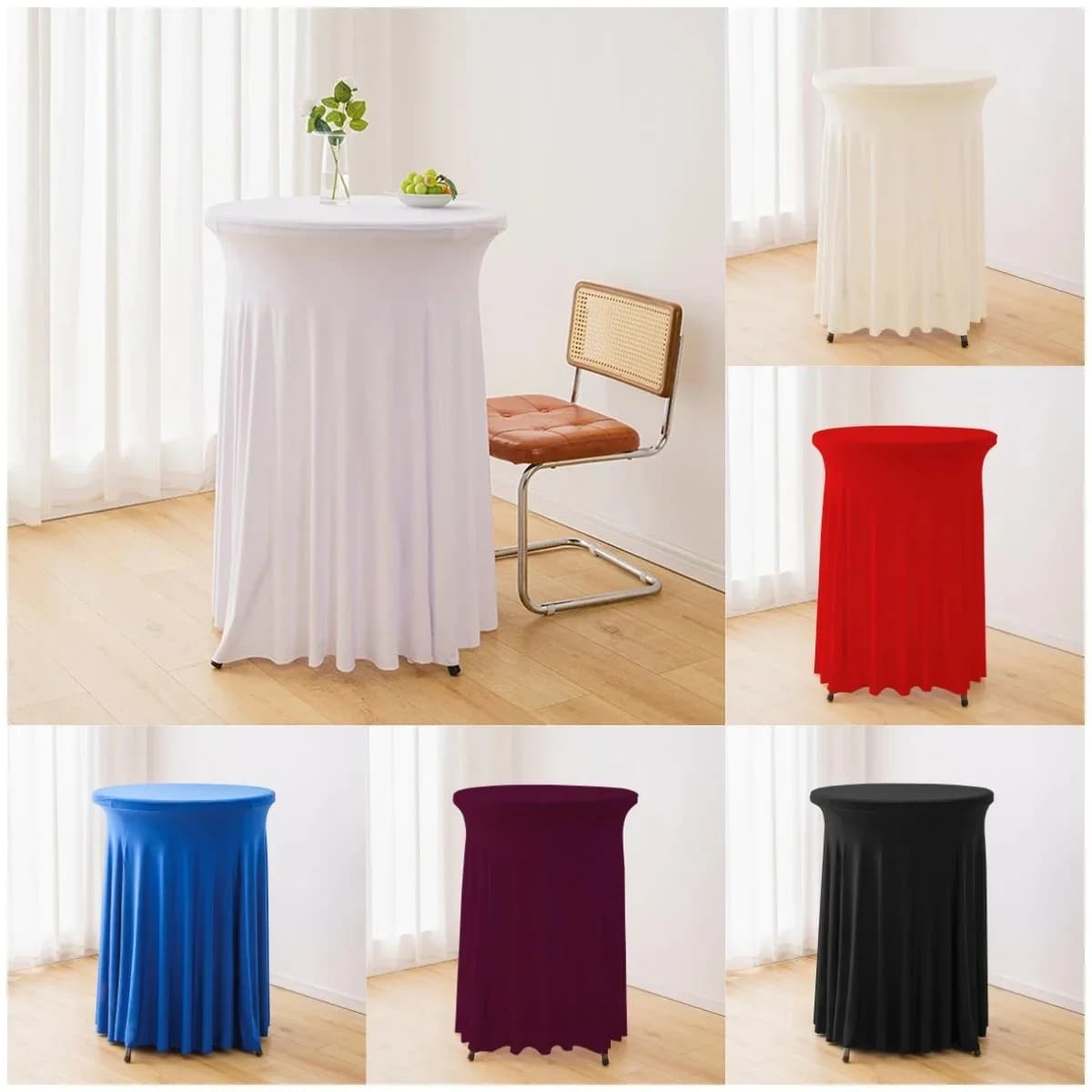 Hoogwaardig cocktailtafelkleed rokstijl groothandel moderne elegante commerciële vergaderbar ronde zonnebloem elastische hoes
