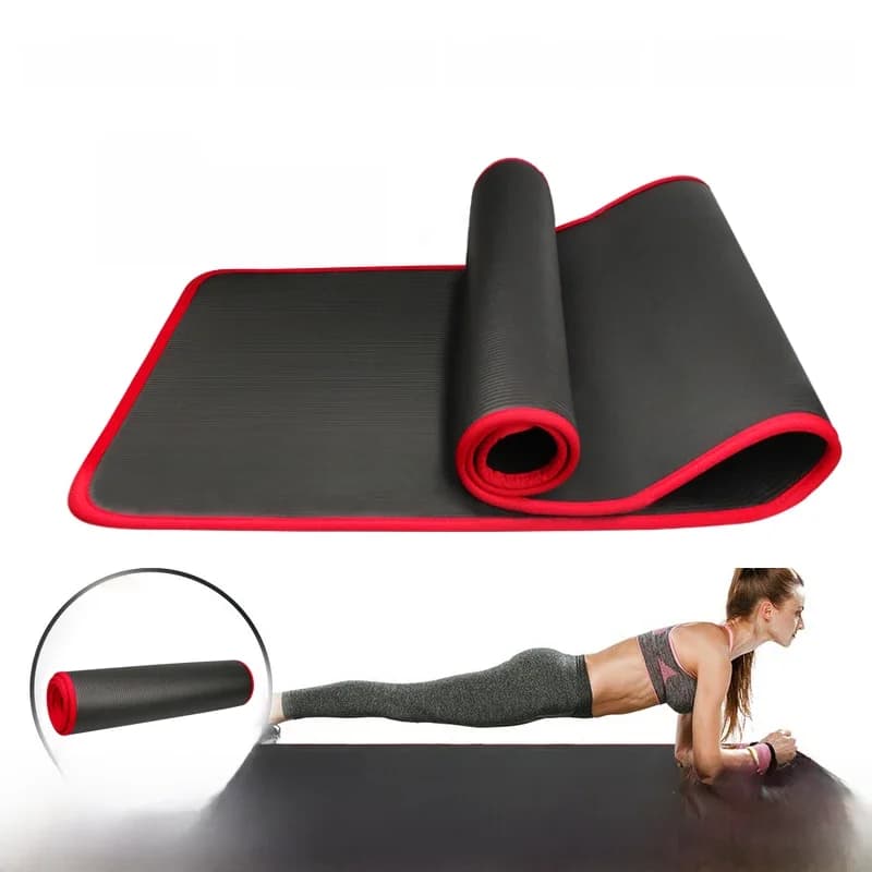 YECOKISO 10MM Extra Dikke 183cmX61cm Yogamatten NRB Antislip Oefenmat Fitness Smaakloos Pilates Workout Gymmatten met Bandage