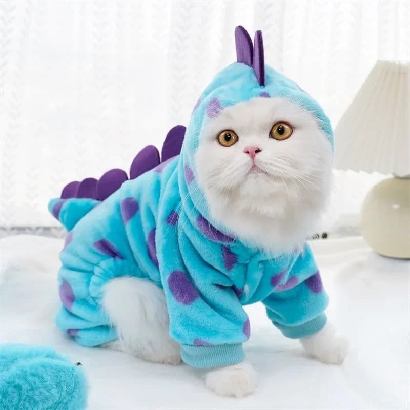 Pluche Kat Puppy Kostuum Herfst Winter Huisdier Jumpsuits voor Kleine Honden Katten Kitten Cosplay Kleding Dinosaurus Pyjama Ropa Para Gatos