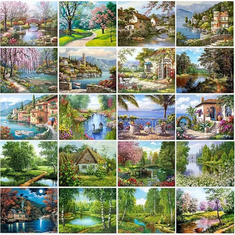 SDOYUNO 60x75 cm Olieverf Door Getallen Landschap DIY Verf Voor Schilderen Door Getallen Landschap Home decor Wall Art