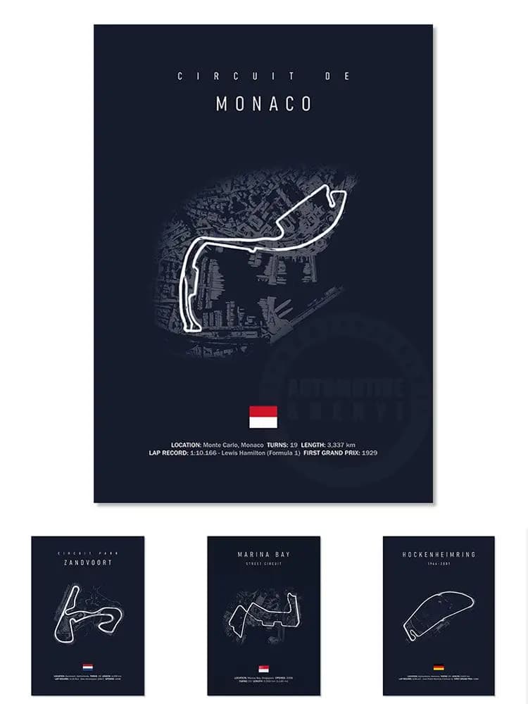 Racing Track Nurburgring Monaco Imola Track Circuit Canvas Schilderij Posters en Prints Muur Foto's voor Woonkamer Decor