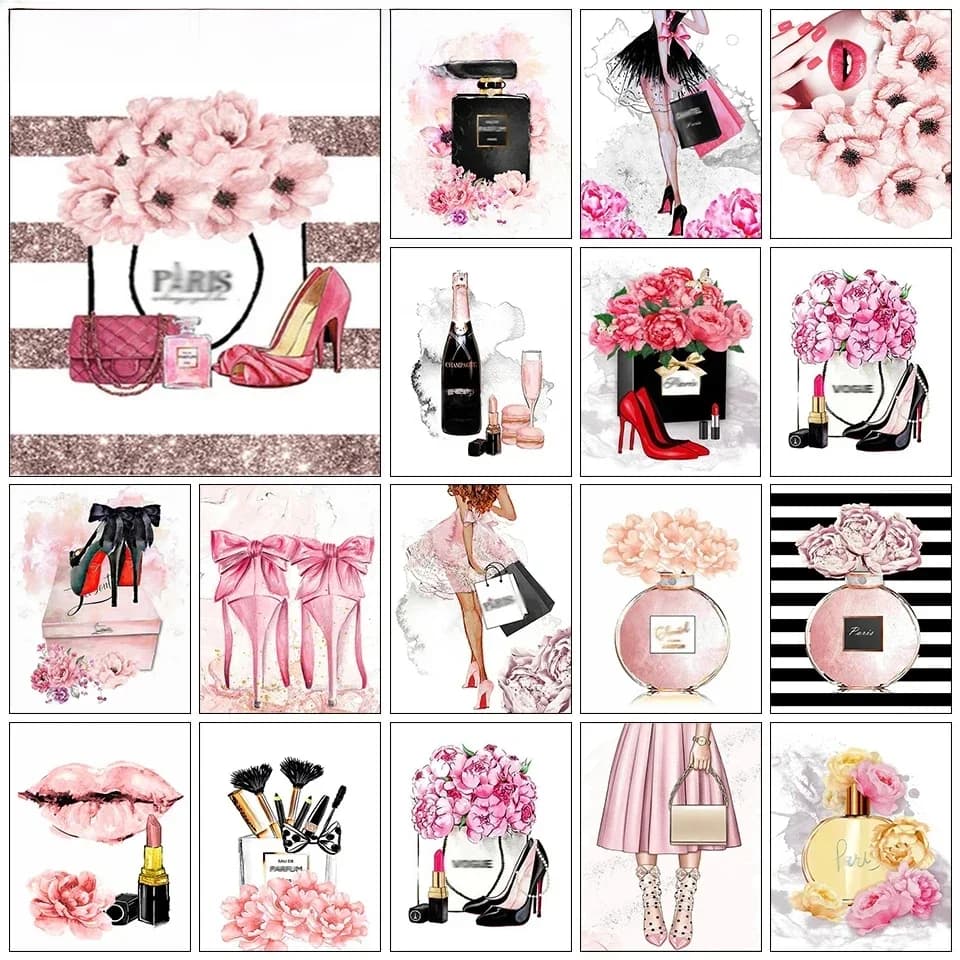 5D DIY AB Diamond schilderij parfum lippenstift hoge hakken diamant mozaïek mode moderne slaapkamer decor volledige ronde borduurwerk cadeau