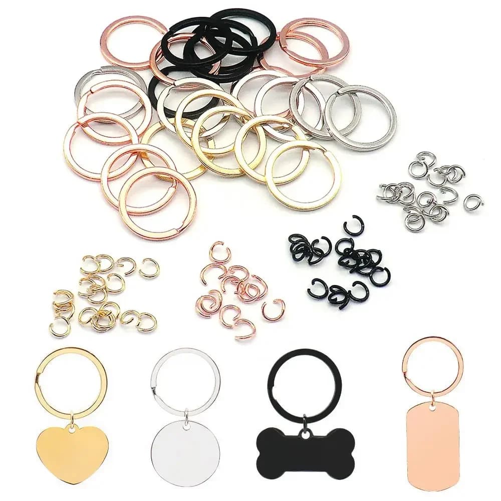 100 Stuks Sleutelhanger Sleutelhanger Ronde Platte Lijn Huisdier Kraag Sleutelhanger Houder Voor Sieraden Id Tag Maken Groothandel Diy dag Gift