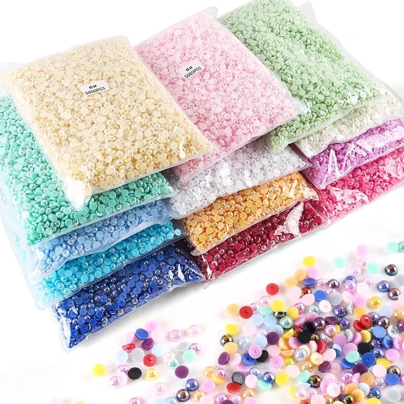 Groothandel half ronde parel multicolors voor kleding kleding nail art decoraties accessoires flatback hars parel kralen ambacht