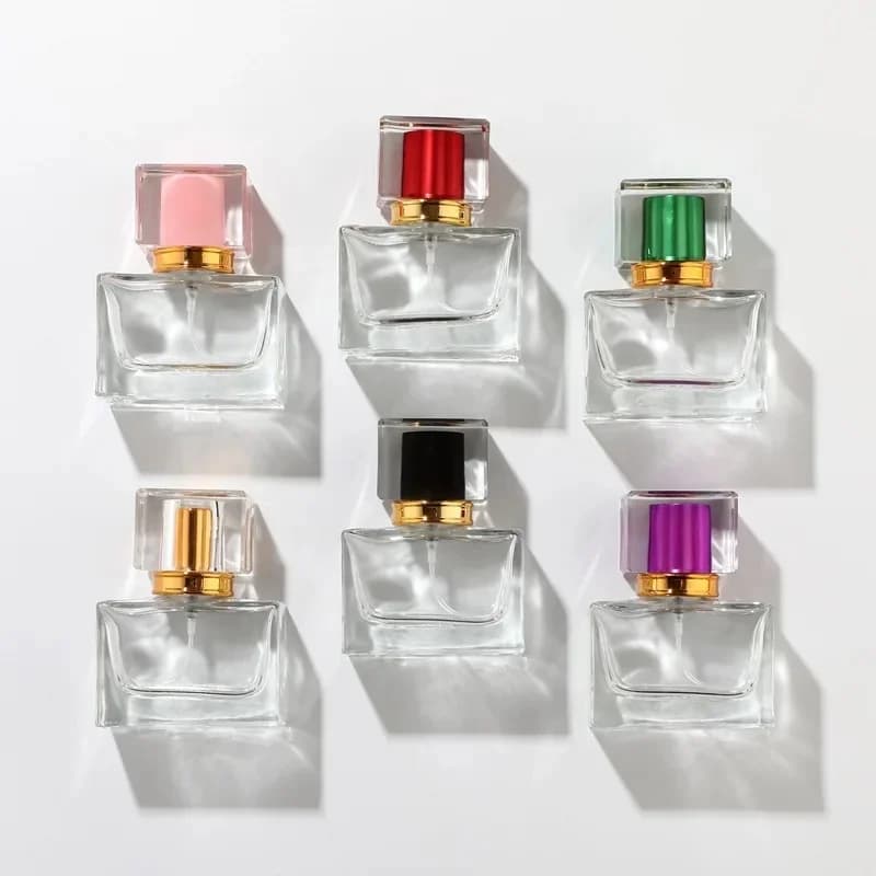 5 Stuks 30Ml 50Ml Glazen Hervulbare Spiraal Dikke Bodem Vierkante Glazen Verstuiver Parfum Fles Cosmetische Lege Spuitfles Container
