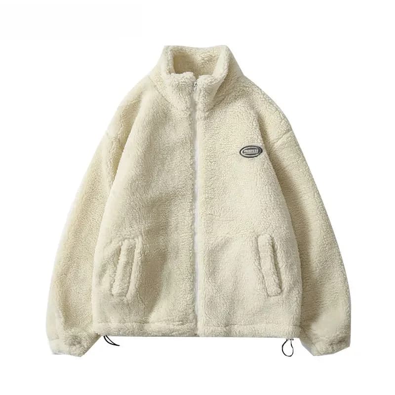 Hip Hop Winter Fleece Pluizige Jas Streetwear Harajuku Fuzzy Rits Jas Mannen Herfst Effen Kleur Lichtgewicht Jassen Zwart Beige
