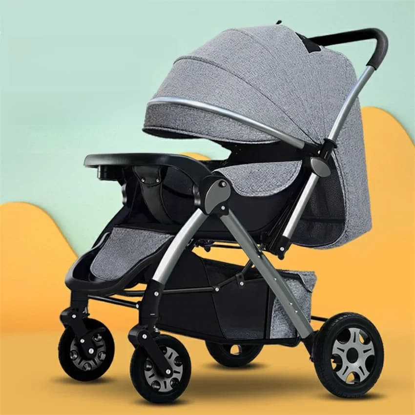 Lichtgewicht kinderwagen 2-weg kinderwagen Opvouwbare kinderwagen met één klik Zit- en verstelbare wandelwagen voor pasgeborenen