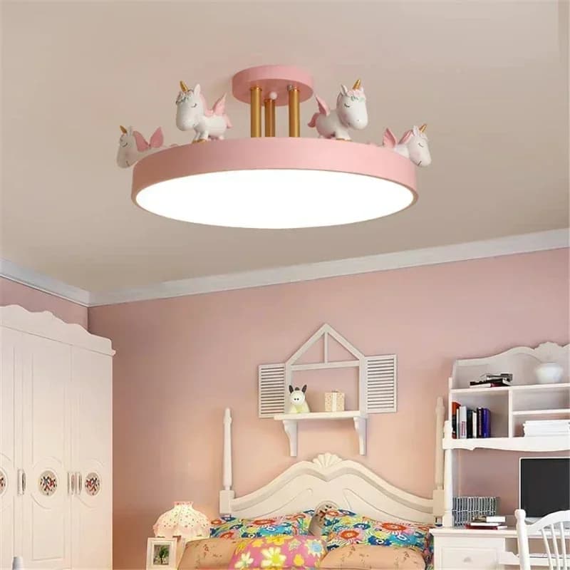 Plafondlampen Nordic Slaapkamerlampen Voor Kinderkamer Led Lantaarns Cartoon Hars Eenhoorn Kids Verlichting Woondecoratie 2023 Nieuw