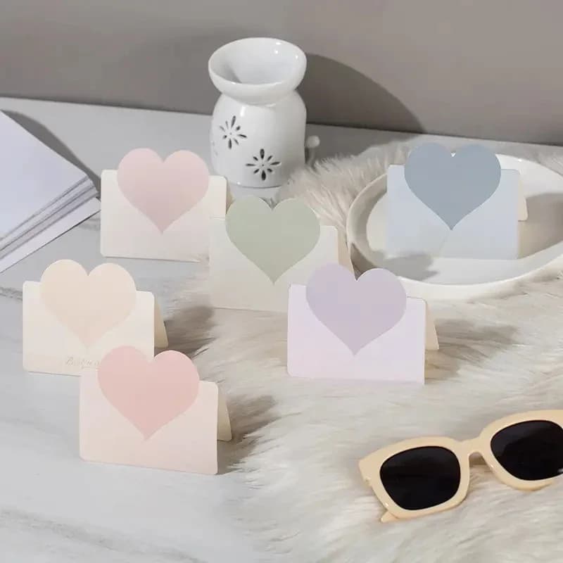 100Pcs Valentijnsdag Liefde Hart Wenskaart Met Envelop Romantisch Huwelijksfeest Uitnodigingskaarten Moederdag Zegen Cadeau