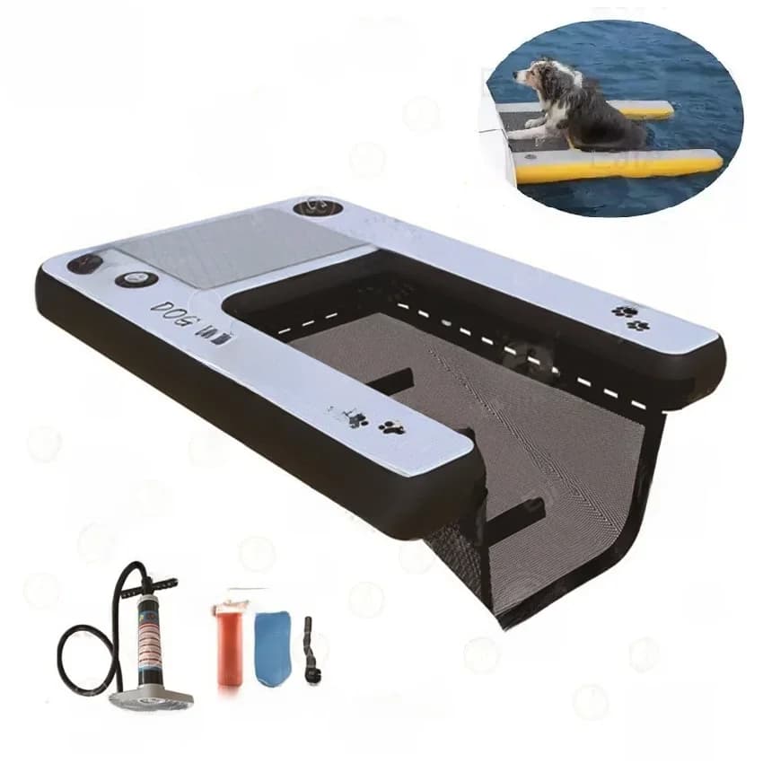 Hot Koop Opblaasbare Pup Plank Hond Op Water Pet Ramp Drijvende Platform Voor Honden En Puppies Zwembad Float Rit op