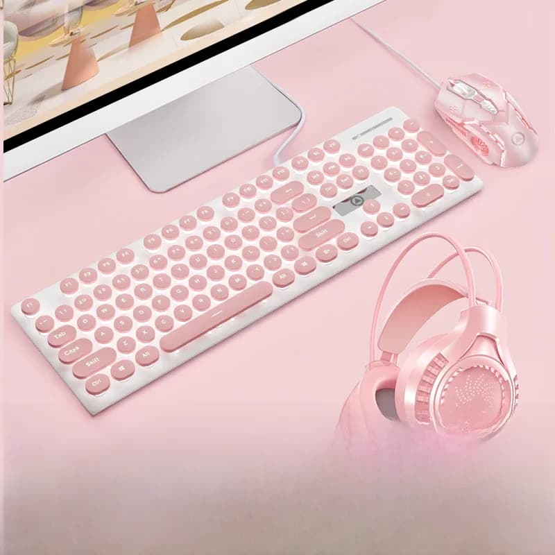 Driedelige Set Punk Gaming Toetsenbord En Muis Oortelefoon Set Lichtgevende Toetsenborden 3200 Dpi Muizen Headset Combo Computer Accessoires
