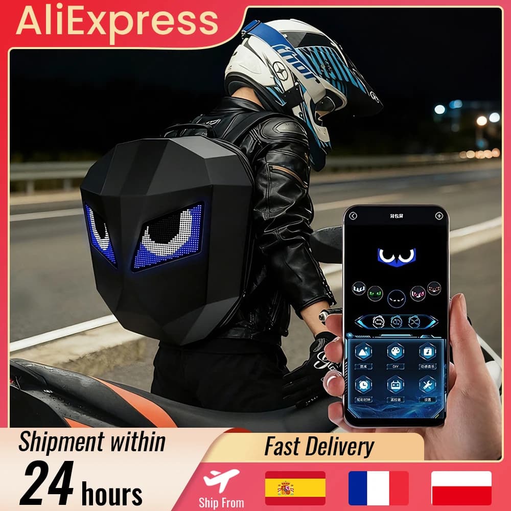 Locomotiefrugzak APP-besturing Slim LED-display Fietsrugzak Wandelreislaptoptas Outdoor waterdichte motorfiets motorrijder helm rugzak