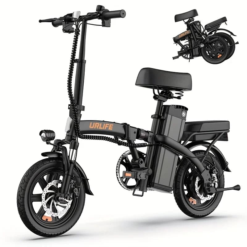 Urlife F1L e-bike 14 inch opvouwbaar 48V 7.5Ah uitneembaar & snelladend 40KM bereik hydraulische voorvering dubbele schijfremmen Naviga schakelaar