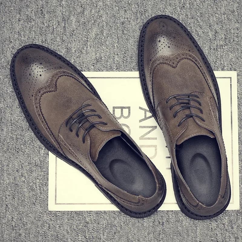 Handgemaakte heren vleugeltip Oxford schoenen grijs lederen brogue herenkleding schoenen klassieke zakelijke formele schoenen voor heren 56