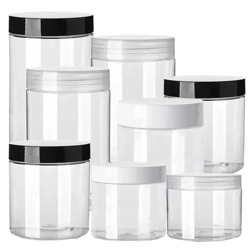 20 stks/partij 30/50/60/80/100/120/150/200 ml lege Opslag Pot Cosmetische Gezichtscrème Containers Plastic Verpakking Pot Voor Snoep Koekjes