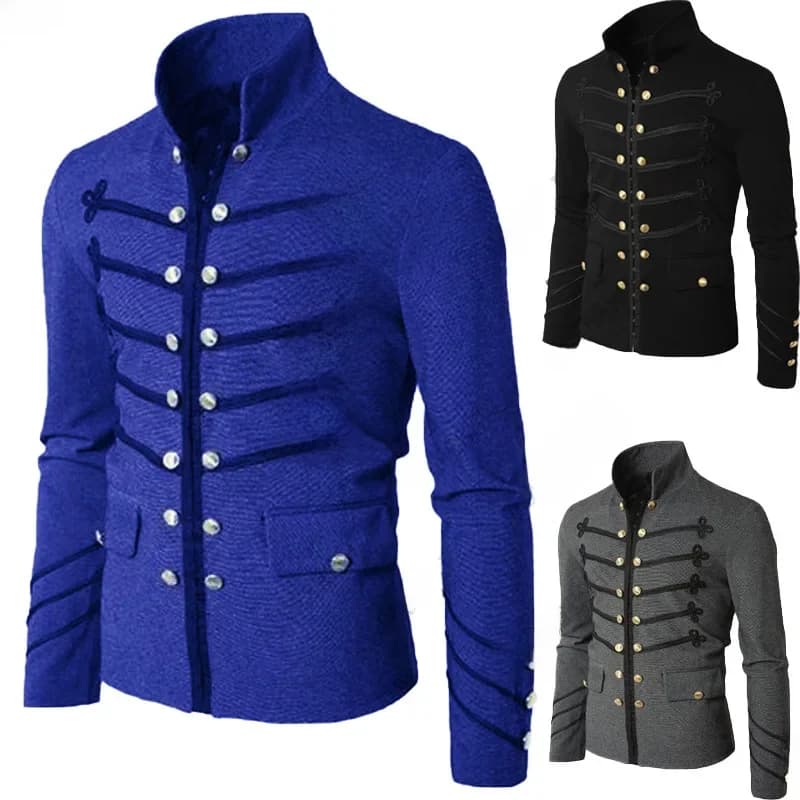 Volwassen Man Purim Victoriaanse Gotische Stijl Jas Rits Christian Middeleeuwse Ridder Jas Effen Middeleeuwen Mannelijke Carnaval Cos Blazer