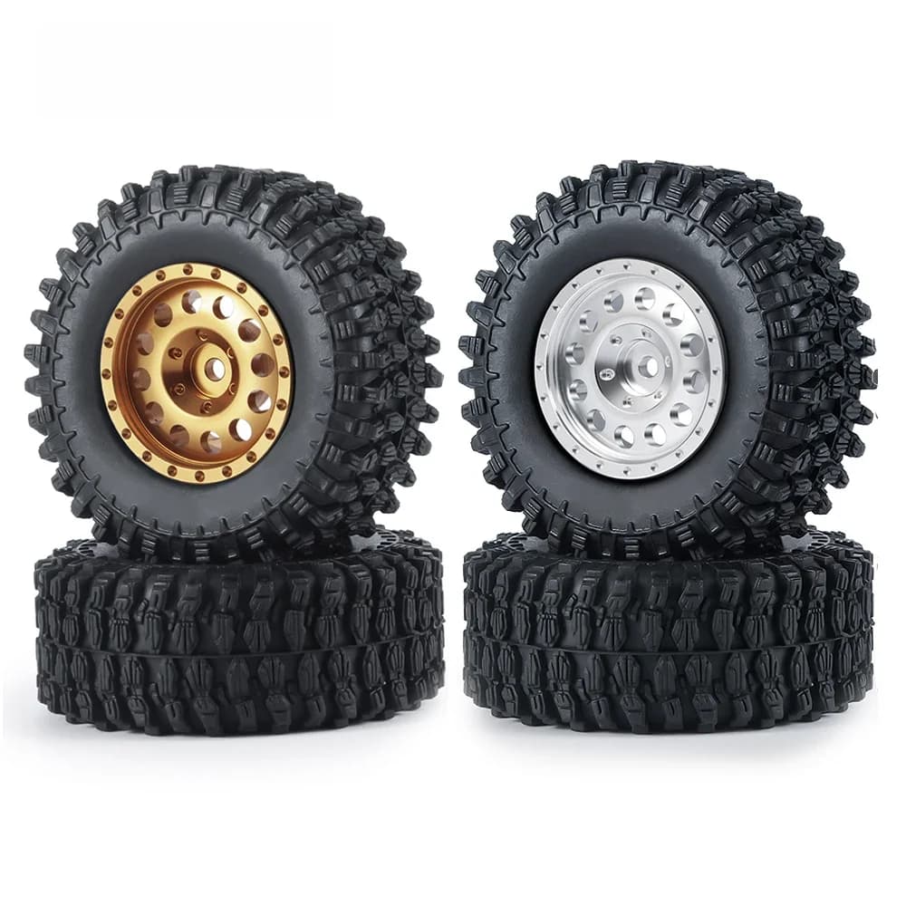 Yeahrun 4 Stuks 1.0 "Metalen Beadlock Wiel Velgen Banden Set Voor 1/24 Rc Crawler Auto Axiale SCX24 90081 AXI00001 AXI00002 Deadbolt