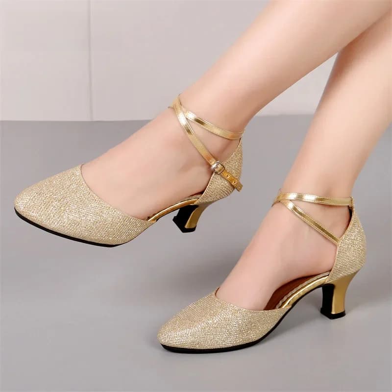 Standaard ballroomdansschoenen voor dames Glitter moderne dansschoenen met gesloten teen Salsa Ballroom Tango Latin schoenen voor dansende meisjes
