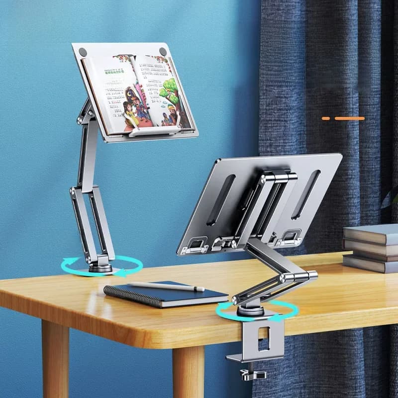 Oatsbasf Laptopstandaard Klem Tablet Verhoging Ondersteuning Houder Boekbeugel Desktop Bed Luie standaard 360° ° Roterend in hoogte verstelbaar