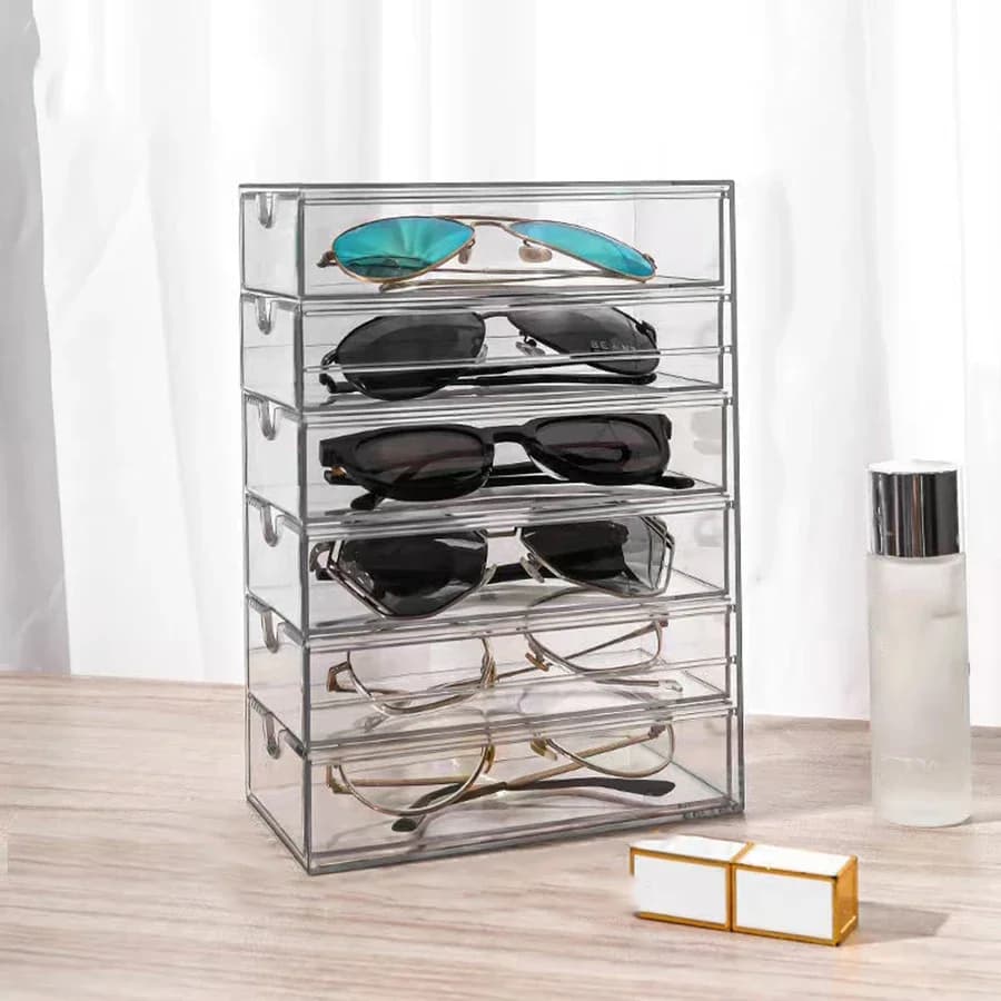 Moderne Acryl Zonnebril Displaystandaard Met Meerdere Laden-Plastic Brillen Organizer Box-Stofdichte Tafelglazen