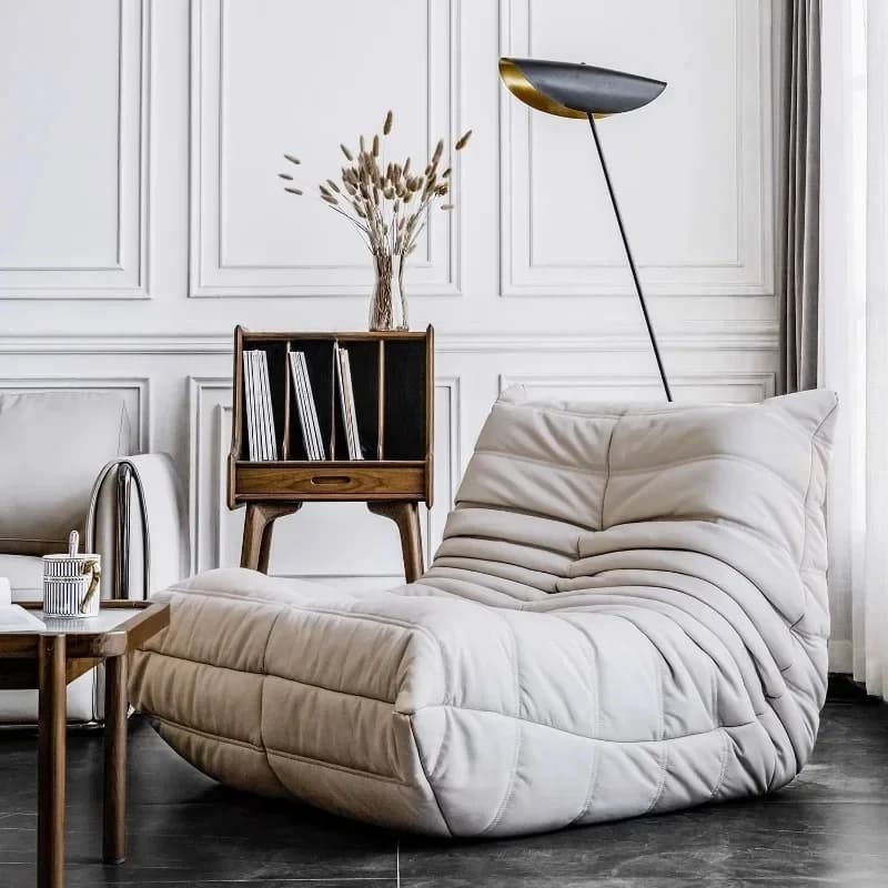Luxe woonkamerbank Furgle stoel Zacht suède Oversized stoel Luie vloerbank voor woonkamer Hoekstoel Caterpillar bank