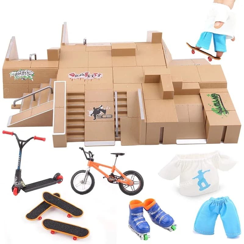 DIY Finger Skateboard Deck Ramp Set Pro Toets Mini Skatepark Kit Mini Stunt Finger Board Skate Training voor kinderen Geschenken