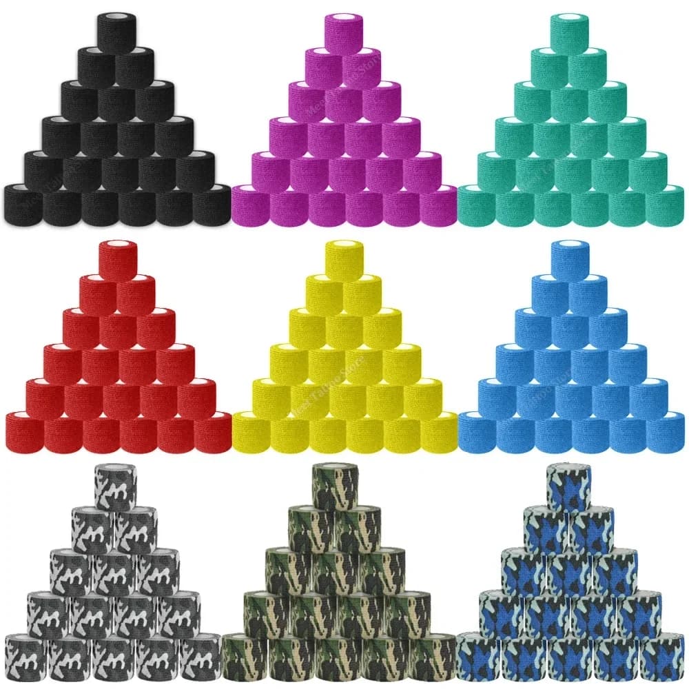 24 kleurrijke tattoo grip tapes non-woven tattoo bandage cover wraps waterdichte zelfklevende vingerbescherming tattoo accessoires
