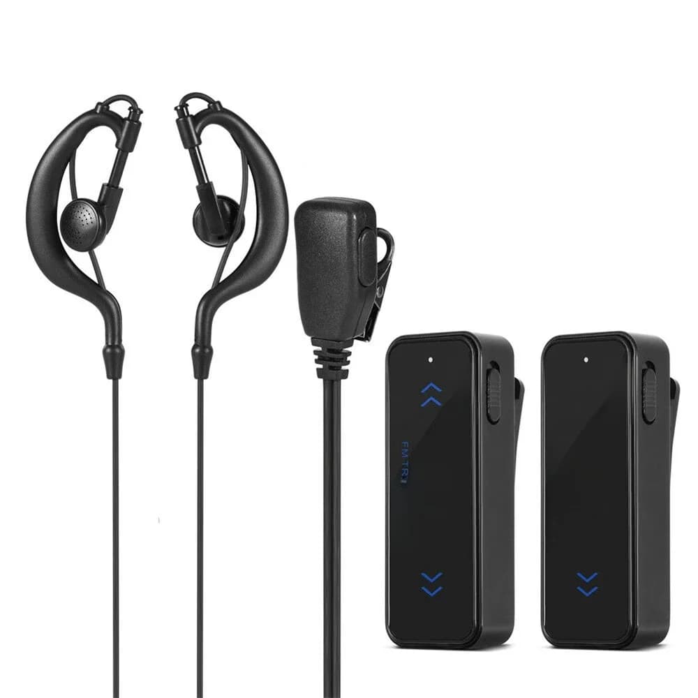 2 Stuks Mini Walkie Talkie Headset 3Km 2 Way Fm Radio Transceiver Met Hoofdtelefoon Oortelefoon Clip Lanyard Usb Pocket size Interphone
