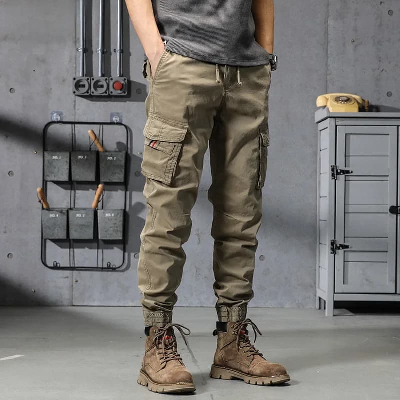 Caayu Joggers Cargo Broek Heren Casual Hiphop Y 2K Multi-Pocket Herenbroek Joggingbroek Streetwear Techwear Tactische Kaki Broek
