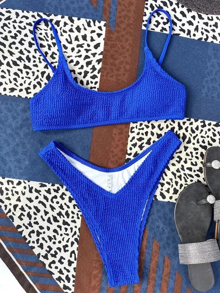 7 kleuren gerimpelde gerimpelde driehoek bikini dames badmode vrouwelijk badpak tweedelige bikini set bader badpak zwemmen dame