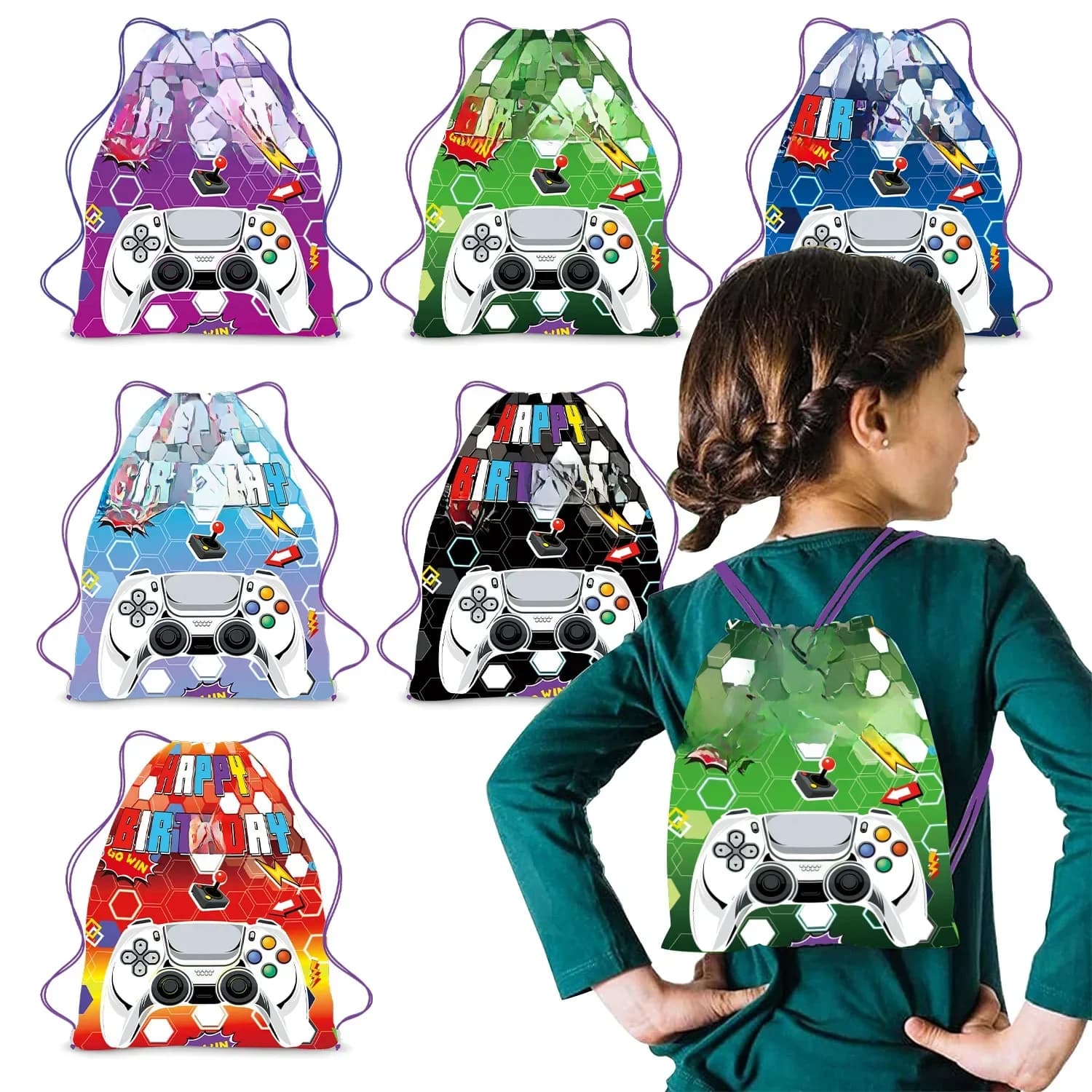 6/36 Stuks Gamepad Verjaardagsfeestje Niet-Geweven Stoffen Video Game Trekkoord Geschenken Buit Tassen Happy Baby Shower Versieren Mochila