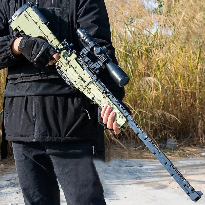 2 Creatieve AWM Sniper Rifle Barrett AKM Bouwstenen, M24 Militaire Ornamenten Serie Modle Set Jongen Volwassen Speelgoed Verjaardagscadeaus