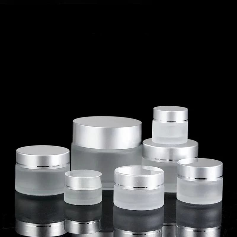 Groothandel Crème Fles 5G Mini Glas Lege Pot 30G Masker Cosmetische 50G Make Innerlijke Deksel Lippenbalsem container 100G Zilver Herbruikbare