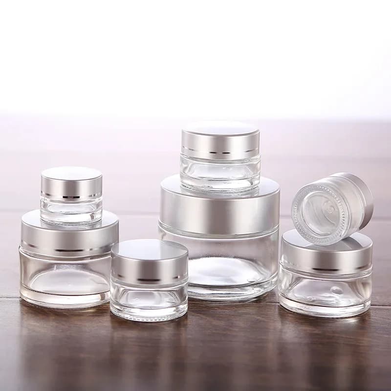 10Pcs 5G 10G 15G 20G 30G 50G 100G Reizen Crème Glazen Pot helder Glas Container Met Goud Zwart Zilver Cap Cosmetische Verpakking