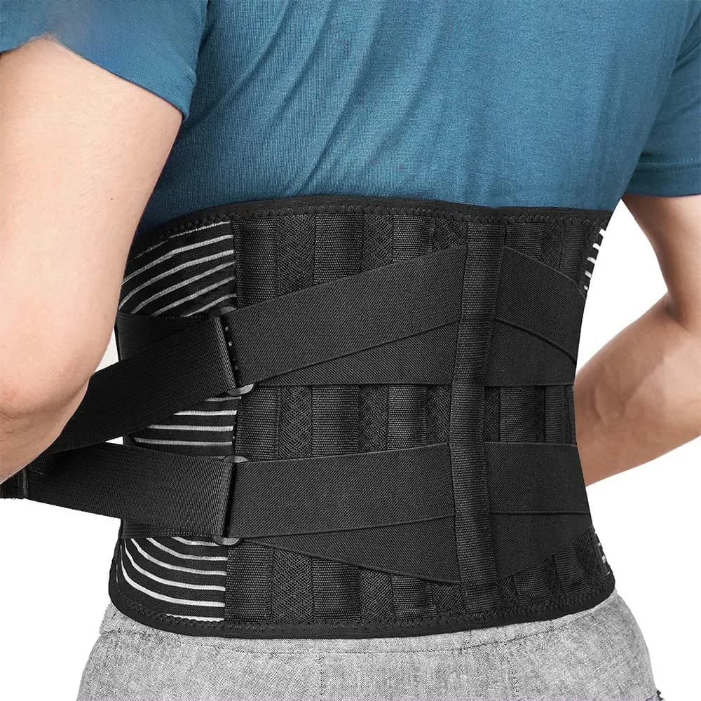 Onderrugbrace met 6 Blijft Antislip Orthopedische Lendensteun Ademende Taille Ondersteuning Riem voor Mannen Vrouwen Gym Pijnbestrijding