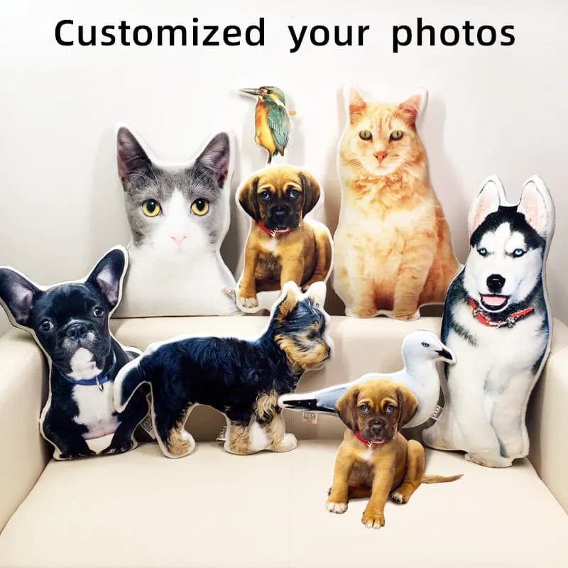 Foto-aanpassing DIY hondenkussen huisdier pluche kussens knuffeldier kattenkussen bank auto decoratief gepersonaliseerd verjaardagscadeau