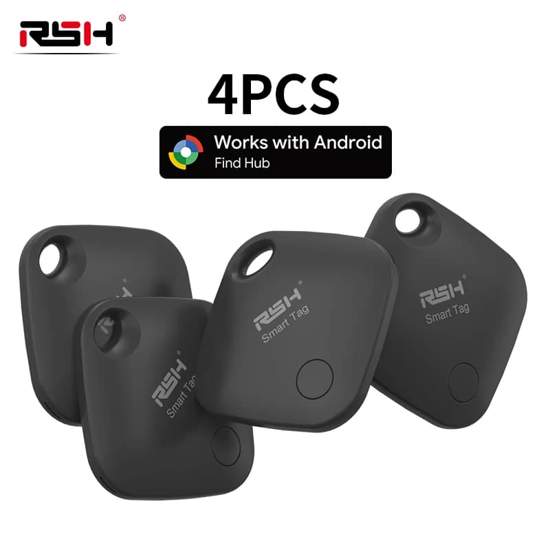 4PCS Security Tracker Android Anti Verlies Smart Tag via Google's Vind Hub Navigatie Finder Locator voor Xiaomi Samsung Pixel Vivo
