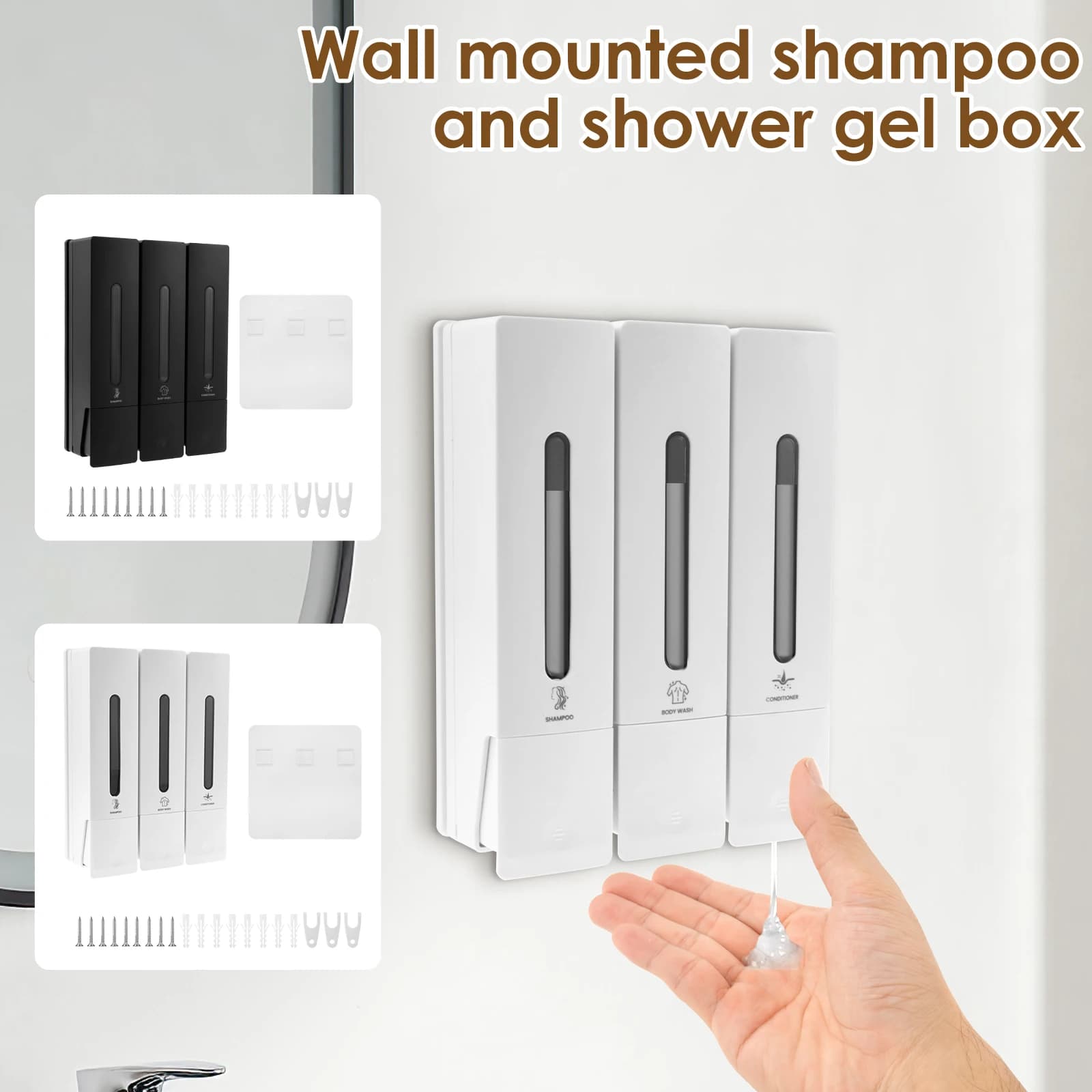 300/400ML Zeepdispenser Wandmontage Douche Zeepdispenser Douchegel Conditioner Wasmiddel Dispenser voor Badkamer Accessoires