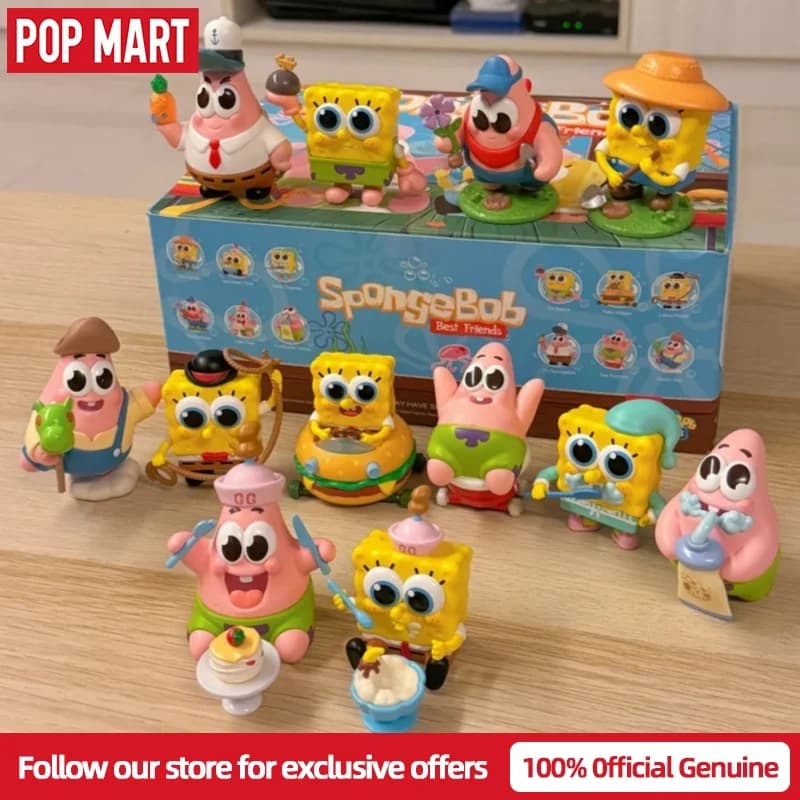 Echte POPMART SpongeBob SquarePants Best Friends Series Blind Box Collectible Beeldjes Desktop Decoratie Perfect Speelgoedcadeau