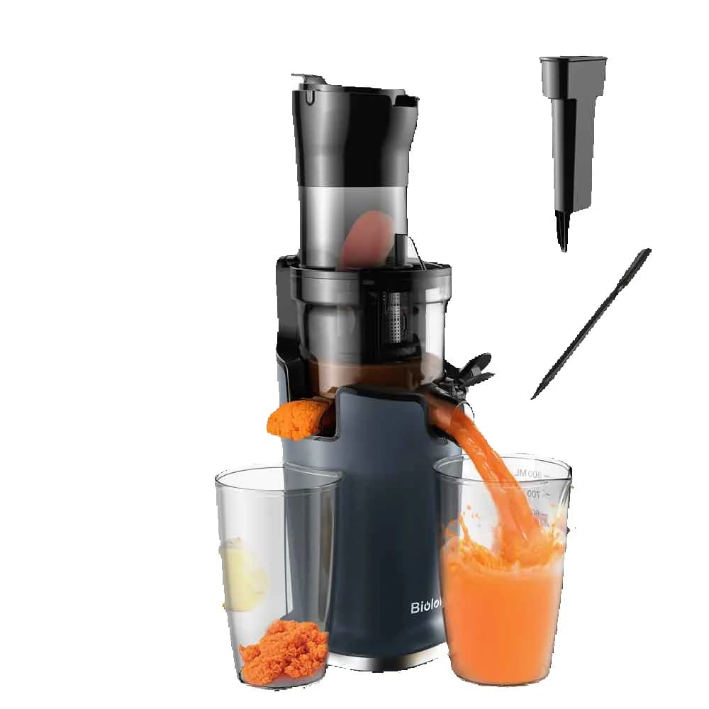 BioloMix Koude Pers Juicer 200W Slow Masticating Extractor met 78mm Brede Feed Chute voor Hele Fruit en Groenten