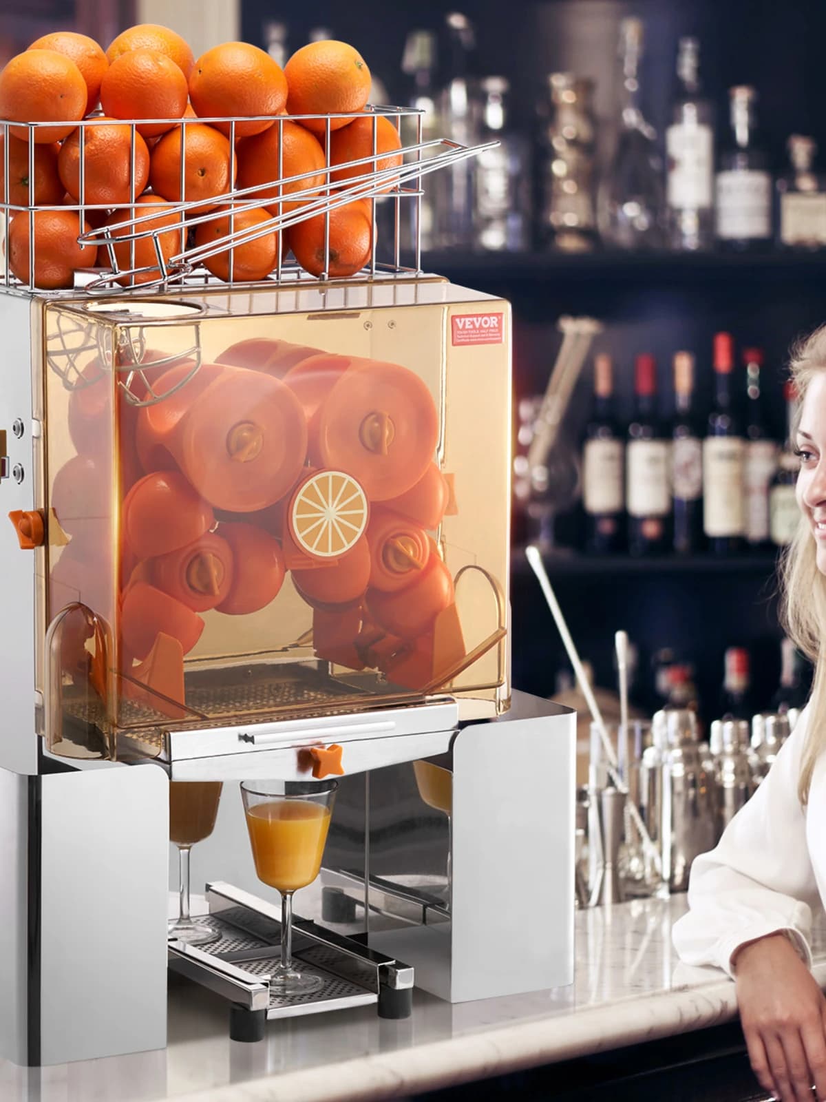 SucceBuy Commerciële Sinaasappelpers Machine Automatische Sapcentrifuge Roestvrijstalen Sinaasappelpers met Uittrekbare Filterdoos ﻿