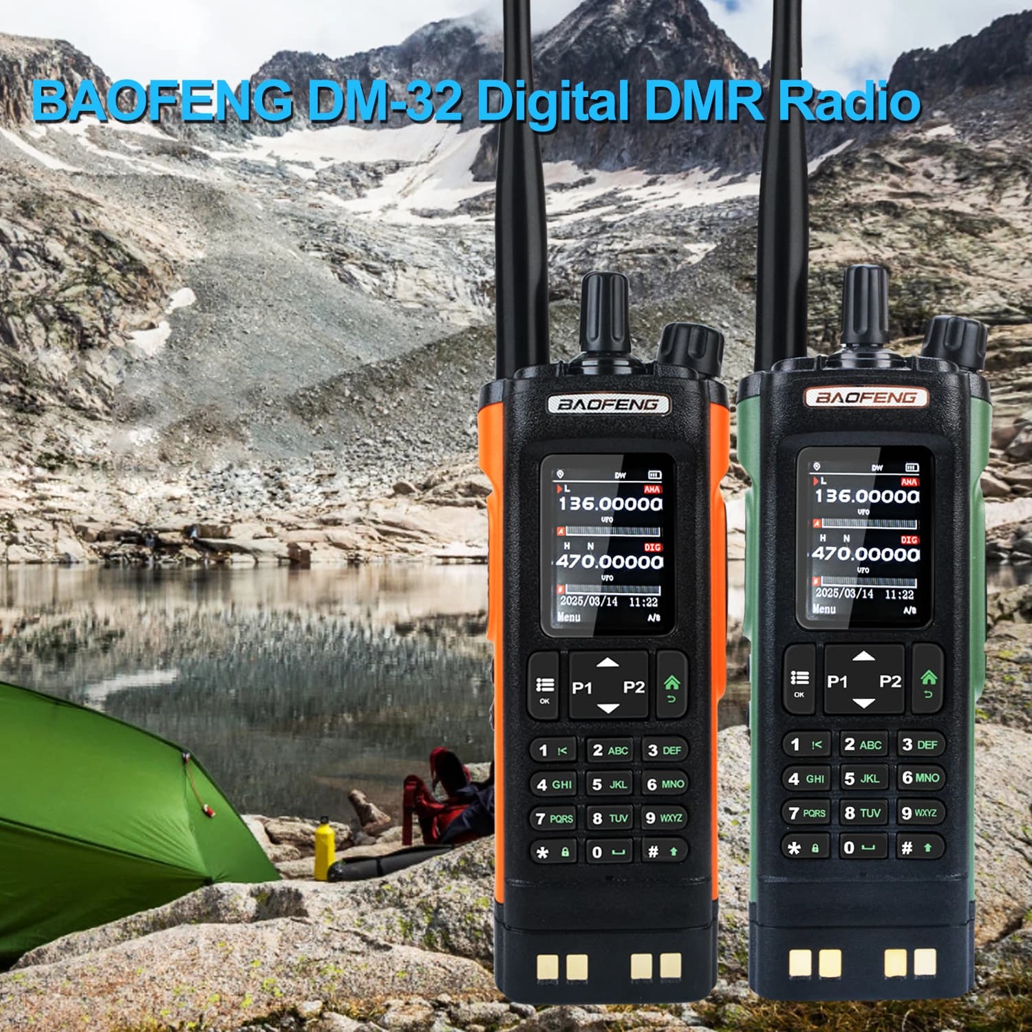 Baofeng DM-32 GPS APRS AES256 Encryptie DMR Digitaal Analoog UHF VHF Dual Band 8W Air Band FM Walkie Talkie DM-32UV