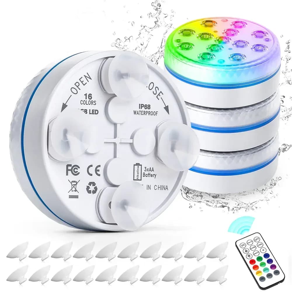 Bijgewerkt dompelbaar 13LED onderwaterlicht met afstandsbediening Onderwaterzwembadlicht IP68 Heldere lamp RGB voor vijver/zwembad/aquarium