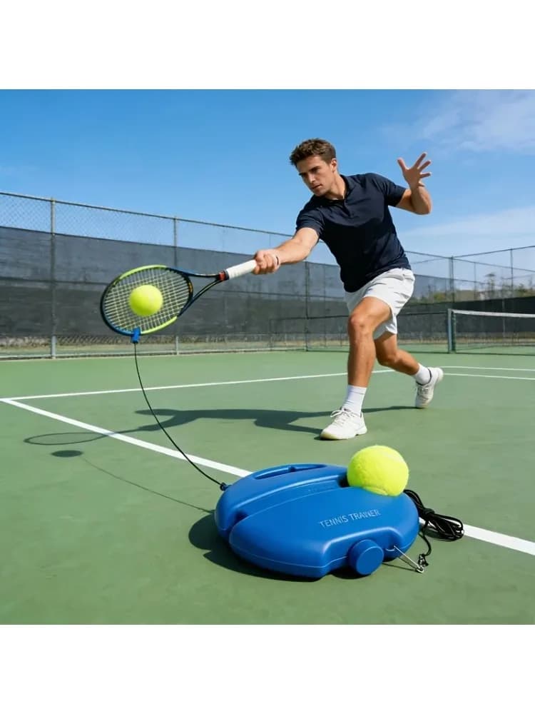 Solo Tennistrainer Rebound Base Zelfoefeningshulpmiddel met elastisch koord voor alle niveaus, geschikt voor binnen en buiten