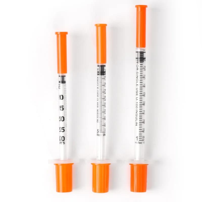 50/100 Stuks 0.3/0.5/1 Ml Wegwerp Plastic Veterinaire Spuit Oranje Cap Steriele Insuline Spuit Met naalden Voor Huisdier Boerderij Dieren