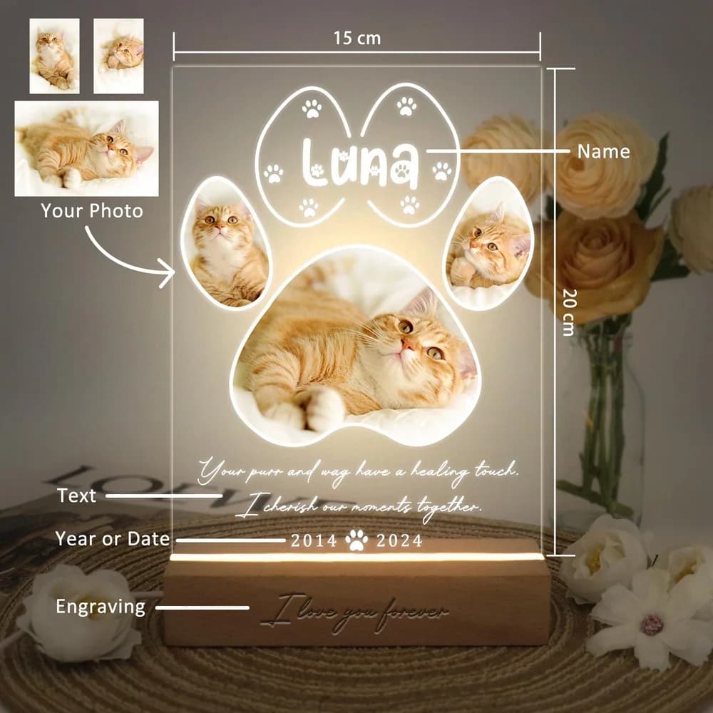Aangepaste naam foto herinnering cadeau gepersonaliseerde huisdier plaque huisdier Memorial Frame kat hond verlies cadeau sympathie voor huisdier